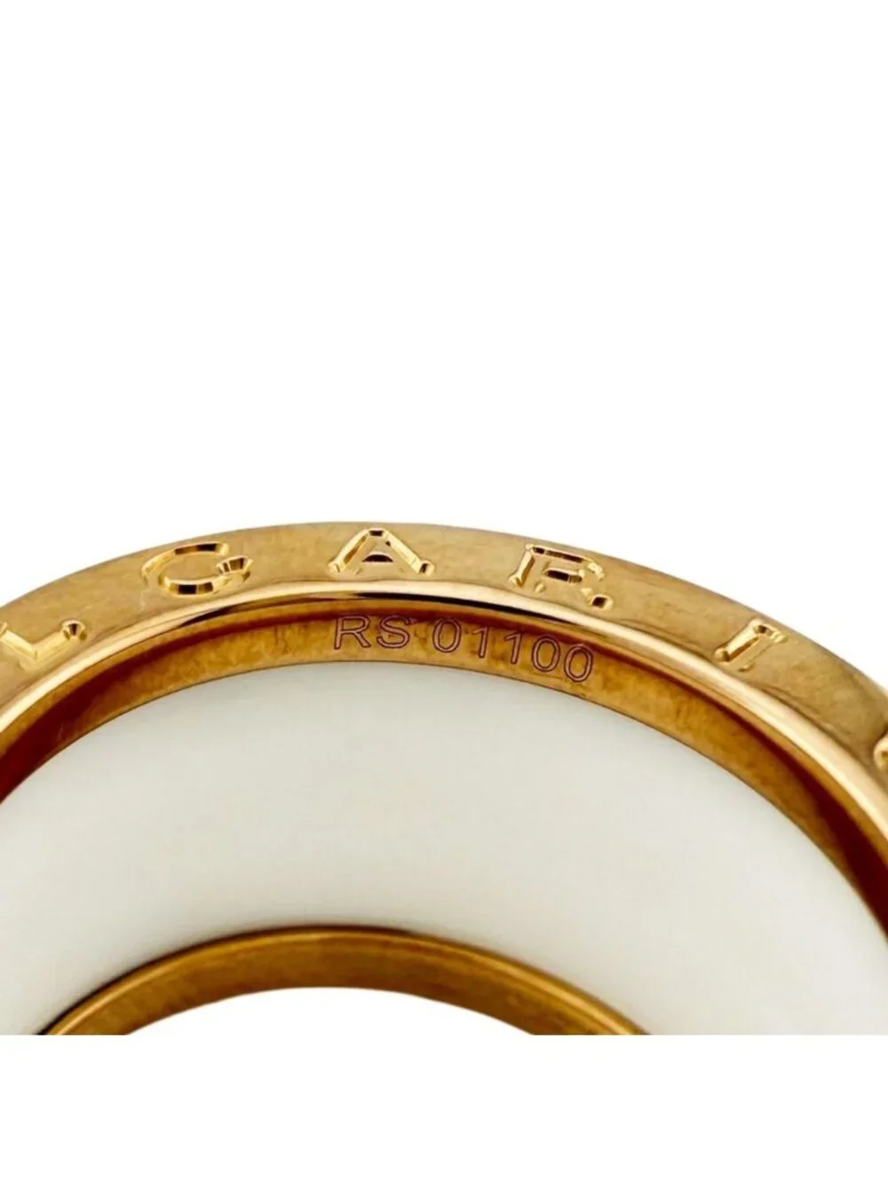 Bvlgari B.Zero1 B.Zero1 Band White Ceramic Ring Gold 18k Pink